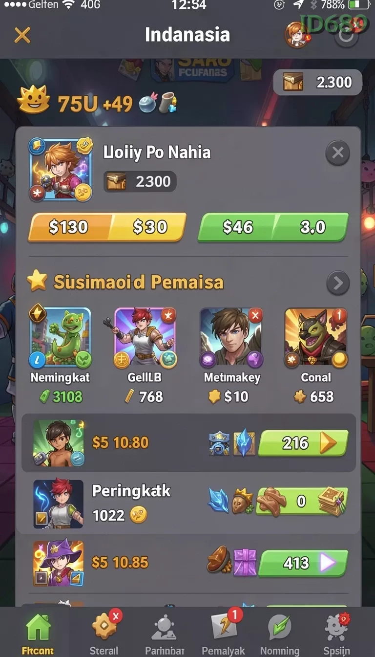 Cuplikan layar 6CF — menu navigasi